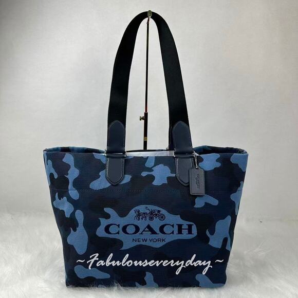 Coach Handbags - Coach Men's Small Tour Tote Bag With Camo Print Silver/Blue Multi CDQ74 NWT